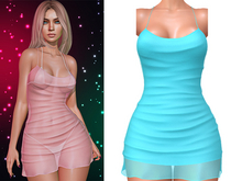 Dawn Sheer Mini Dress 2.0 [Turquoise] - Maitreya Lara • LaraX • Petite • PetiteX • Legacy • Reborn Clothing