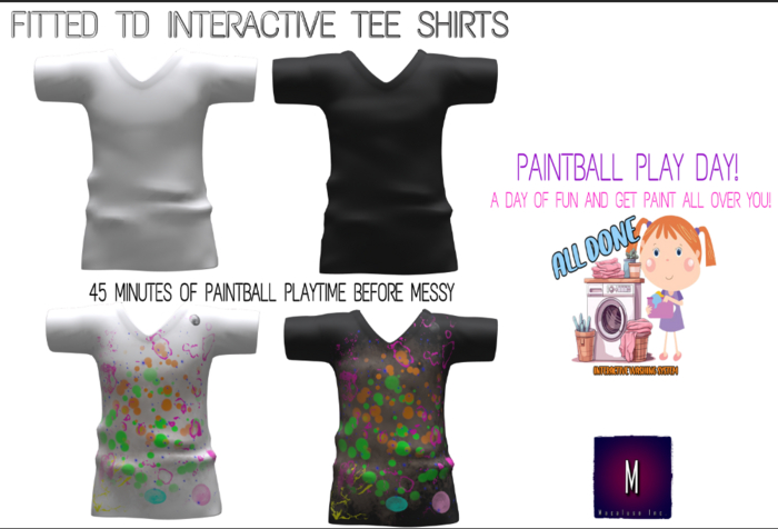 Fitted Td Tee Shirts Black & White Interactive Paintball Messy