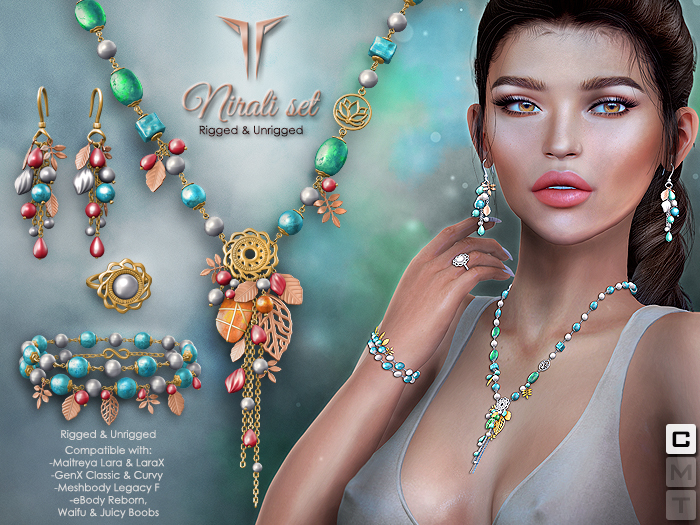 **RE** Nirali Set - Fit Mesh - Neckkace, Bracelets, Earrings, Ring