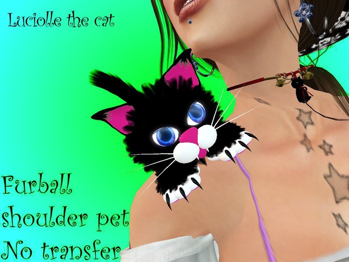 LUCIOLLE mini furball black cat (shoulder pet)
