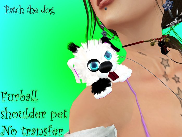 PATCH mini furball white dog (shoulder pet)
