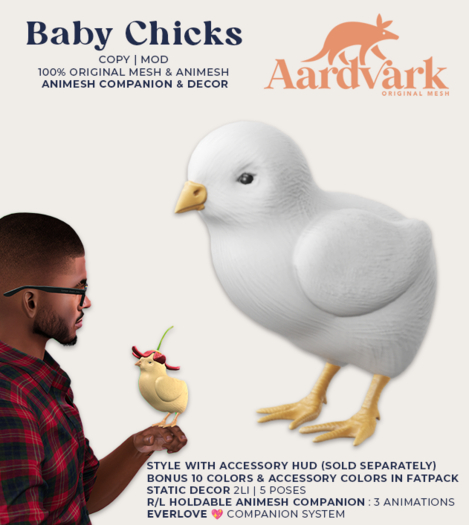 Aardvark : Baby Chick - White 