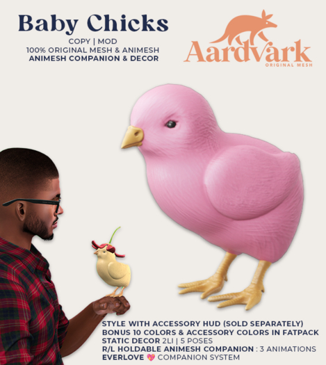 Aardvark : Baby Chick - Pink  