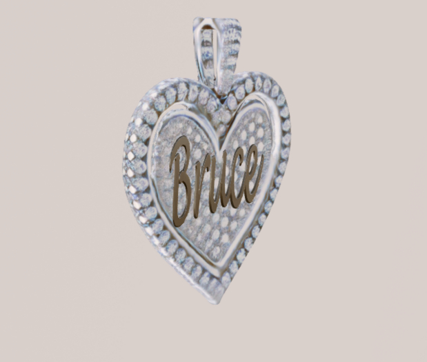 Custom Name Necklace in Diamond Heart Pendant - Sample