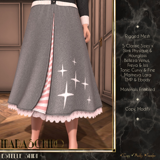 Maraschino - Estelle Skirt - Grey & Pink