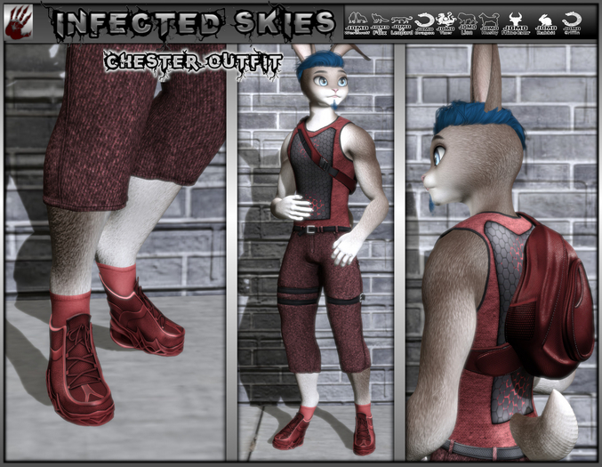 *IS* Chester Outfit Furry Red   