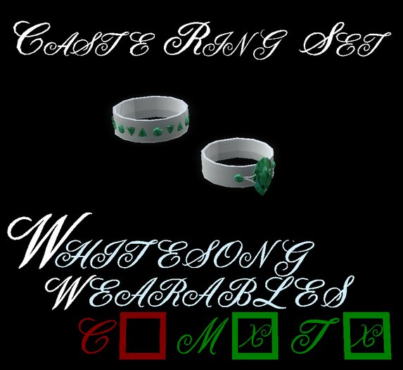 His & Hers Blue Caste Ring Set - Emerald & Silver