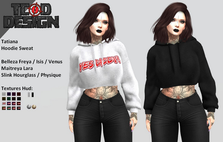 Second Life Marketplace - Hoodie Sweat ~ Tatiana [Textures Hud]. DEMO