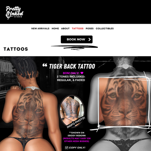 PRETTY & INKED STUDIO - TIGER BACK TATTOO - (BOM)