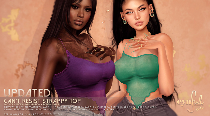 Cynful Can't Resist Strappy Top - Fatpack  (Check description for included sizes)