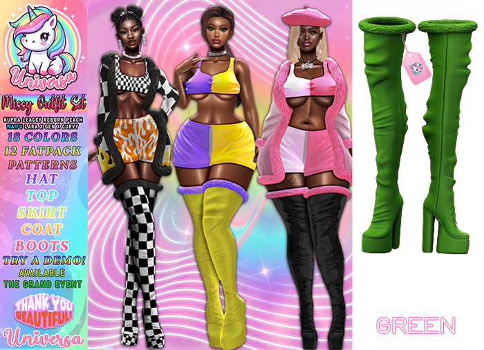 #UNIVERSA Missy Platforms - Green - Gen X Curvy - Kupra - Lara X - Legacy - Peach - Reborn - Waifu