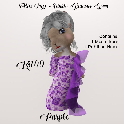 Miss Ing's Dinkie One Armed Glamour Gown Siam Silk Purple