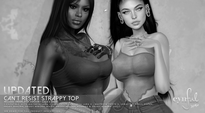 Cynful Can't Resist Strappy Top - Demo  (Check description for included sizes)