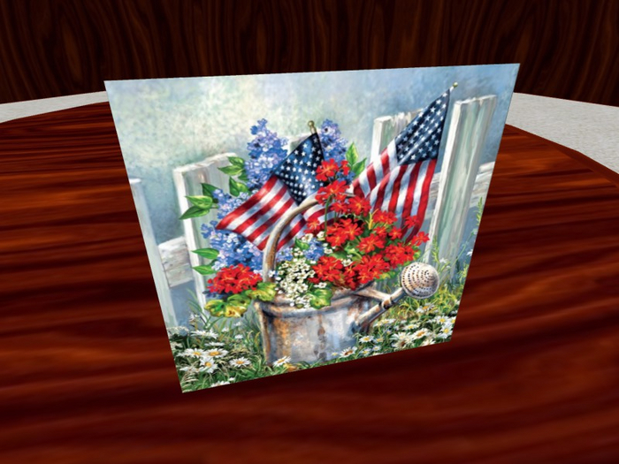TM Flowers and Flag in Watering Can Texture