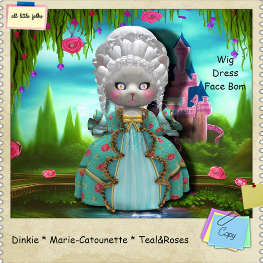 Dinkie Marie-Catounette teal & Roses ...