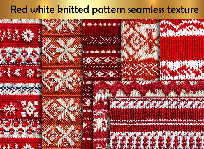 Red white knitted pattern F