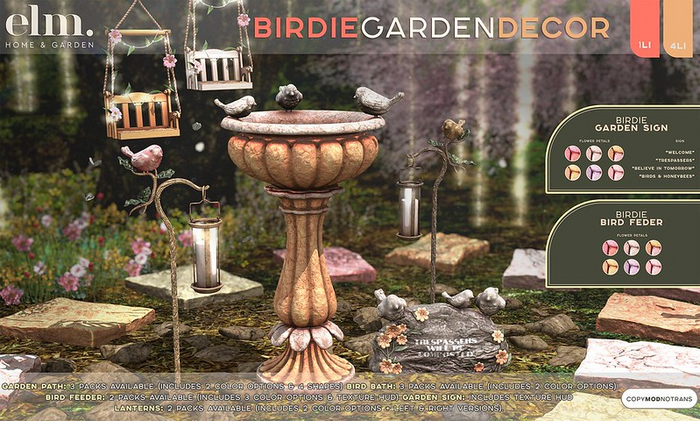 Elm. Birdie Garden Decor [FATPACK]