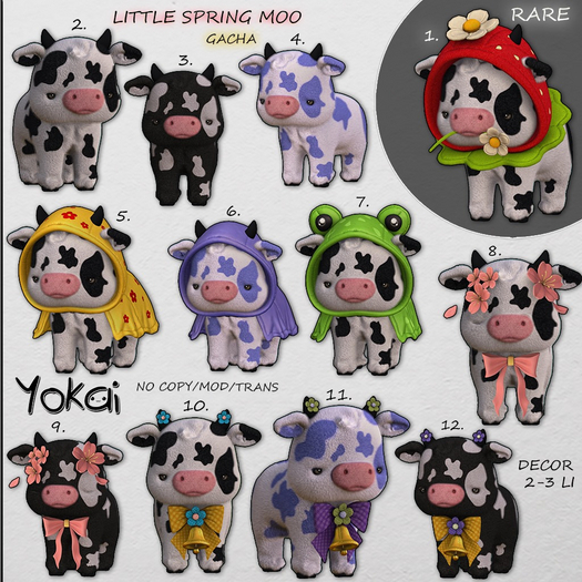 1.YOKAI - Little Spring Moo - Strawberry Cow RARE