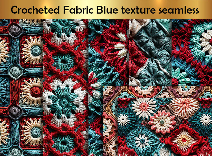Crocheted Fabric Blue texture 