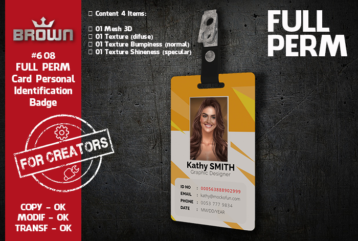 608 FULL PERM Card Personal Identification Badge for EVENTS camp25