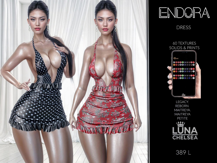 ❤️-, Endora, Low Cut, Ruffle Mini Dress, 60 Textures, Solids and Prints,
