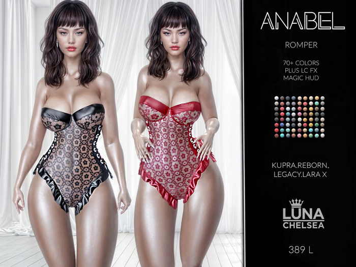❤️, Anabel Lace Ruffle,corseted Bodysuit, 70+ Colors,Plus FX Hud