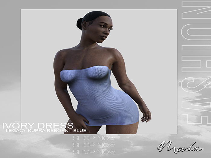 Moula. Ivory Bodycon Dress - *Blue*