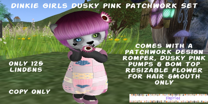 125Dinkified  Girls Dusky Pink Patchwork Set