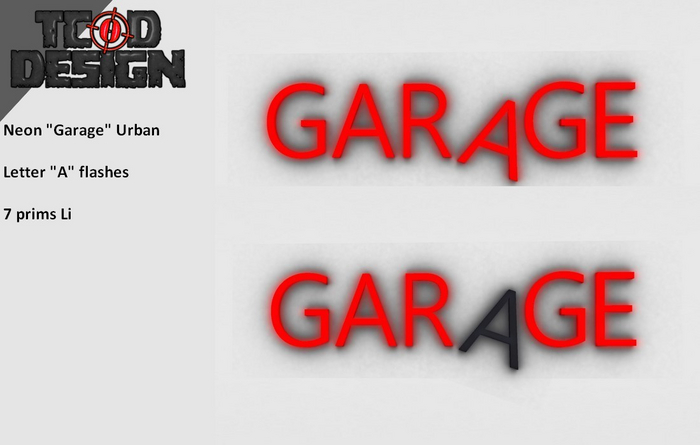 Neon "Garage" Urban ~ Letter "A" flashes ~ Mesh