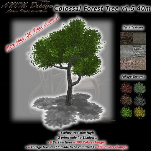 *AMM Design Landscaping / Plant  Colossal Forest Tree V1.5 Texture & Color Changer 40 m (Transfert)