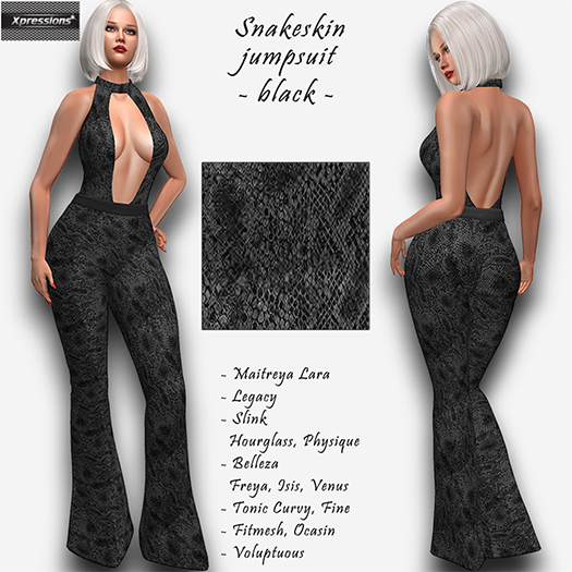 [Xprs] - Snakeskin Jumpsuit Black
