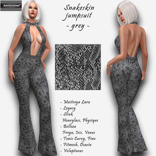 [Xprs] - Snakeskin Jumpsuit Grey