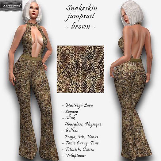 [Xprs] - Snakeskin Jumpsuit Brown