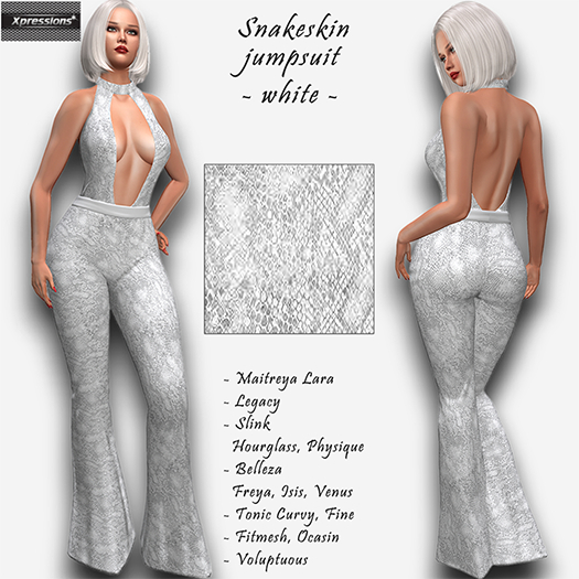 [Xprs] - Snakeskin Jumpsuit White