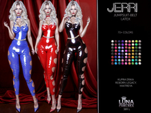 ❤️,Jerri ,Latex Capris Catsuit with chain Belt, 70+ colors