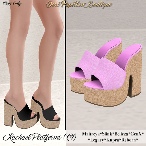 DPB Rachael Platforms - C1 Pink * Maitreya, Slink, Belleza, GenX, Legacy, Kupra & Reborn*