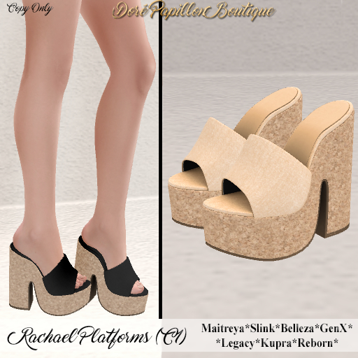 DPB Rachael Platforms - C1 Cream * Maitreya, Slink, Belleza, GenX, Legacy, Kupra & Reborn*