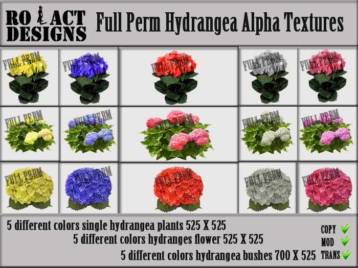 ..::RO!ACT::..DESIGNS Hydrangea Full Perm Textures