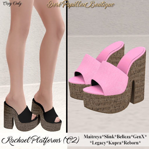 DPB Rachael Platforms - C2 Pink * Maitreya, Slink, Belleza, GenX, Legacy, Kupra & Reborn*