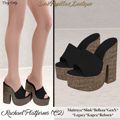 DPB Rachael Platforms - C2 Black * Maitreya, Slink, Belleza, GenX, Legacy, Kupra & Reborn*