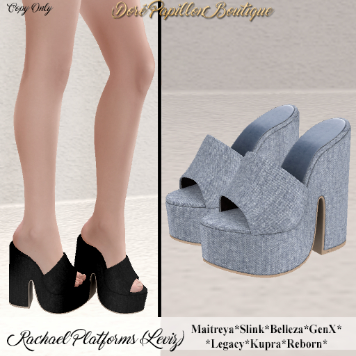 DPB Rachael Platforms - Leviz Baby Blue * Maitreya, Slink, Belleza, GenX, Legacy, Kupra & Reborn*