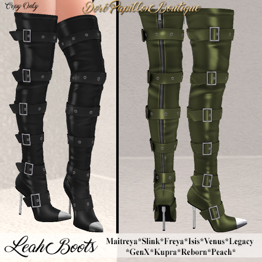 DPB Leah Boots - Olive * Maitreya, Slink, Freya, Isis, Venus, GenX, Legacy, Kupra, Reborn & Peach*