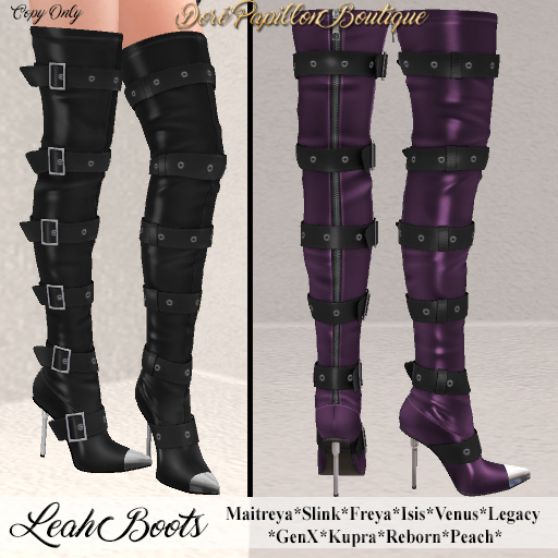 DPB Leah Boots - Violet & Black * Maitreya, Slink, Freya, Isis, Venus, GenX, Legacy, Kupra, Reborn & Peach*