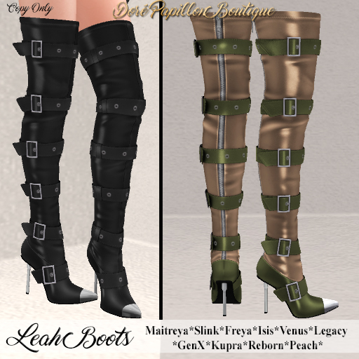 DPB Leah Boots - Tan & Olive * Maitreya, Slink, Freya, Isis, Venus, GenX, Legacy, Kupra, Reborn & Peach*
