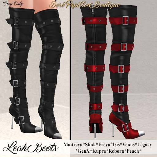 DPB Leah Boots - Black & Red * Maitreya, Slink, Freya, Isis, Venus, GenX, Legacy, Kupra, Reborn & Peach*