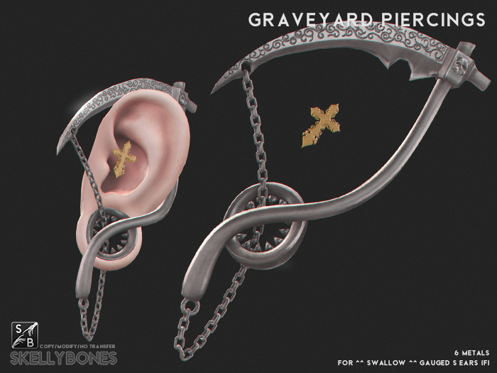 Skellybones -- Graveyard Piercings for Swallow Gauged S (f) Ears DEMO