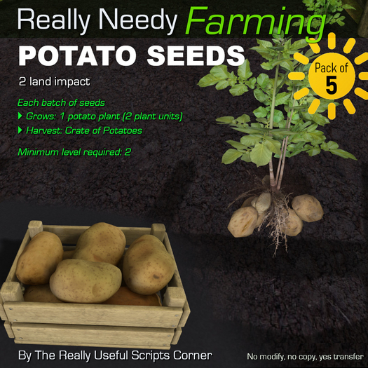 *Really Needy Farming Potato Seeds (Three Packs of 5)