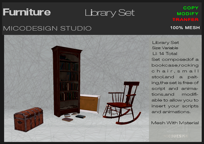 MiCoDesign:  "Library Set"  -Mesh furniture-