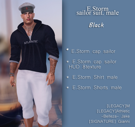 E.Storm sailor suit. male. Black