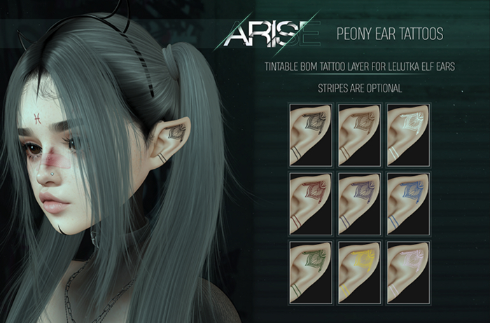 .ARISE. Peony Ear Tattoos